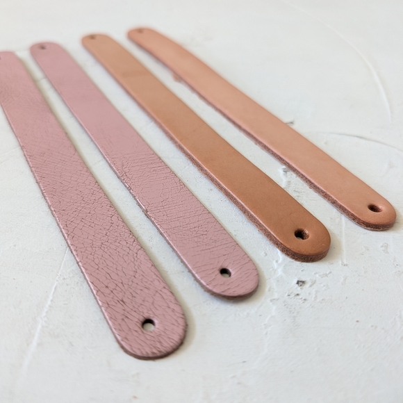 4pcs Mixed Color Genuine Leather Bracelet Wristband Slide DIY Blush Purple Tan - Picture 2 of 9